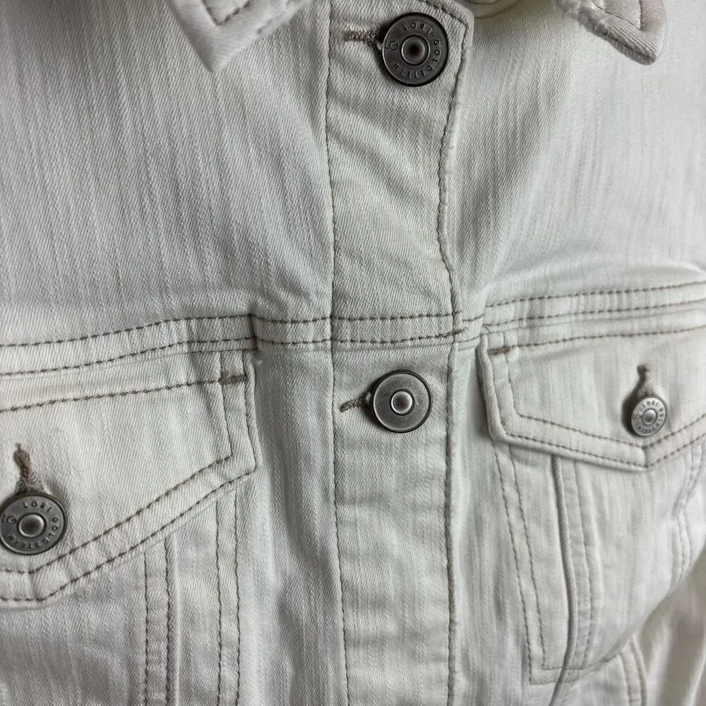 Logo-by-lori-goldstein White Distressed Denim Vest Women's 14